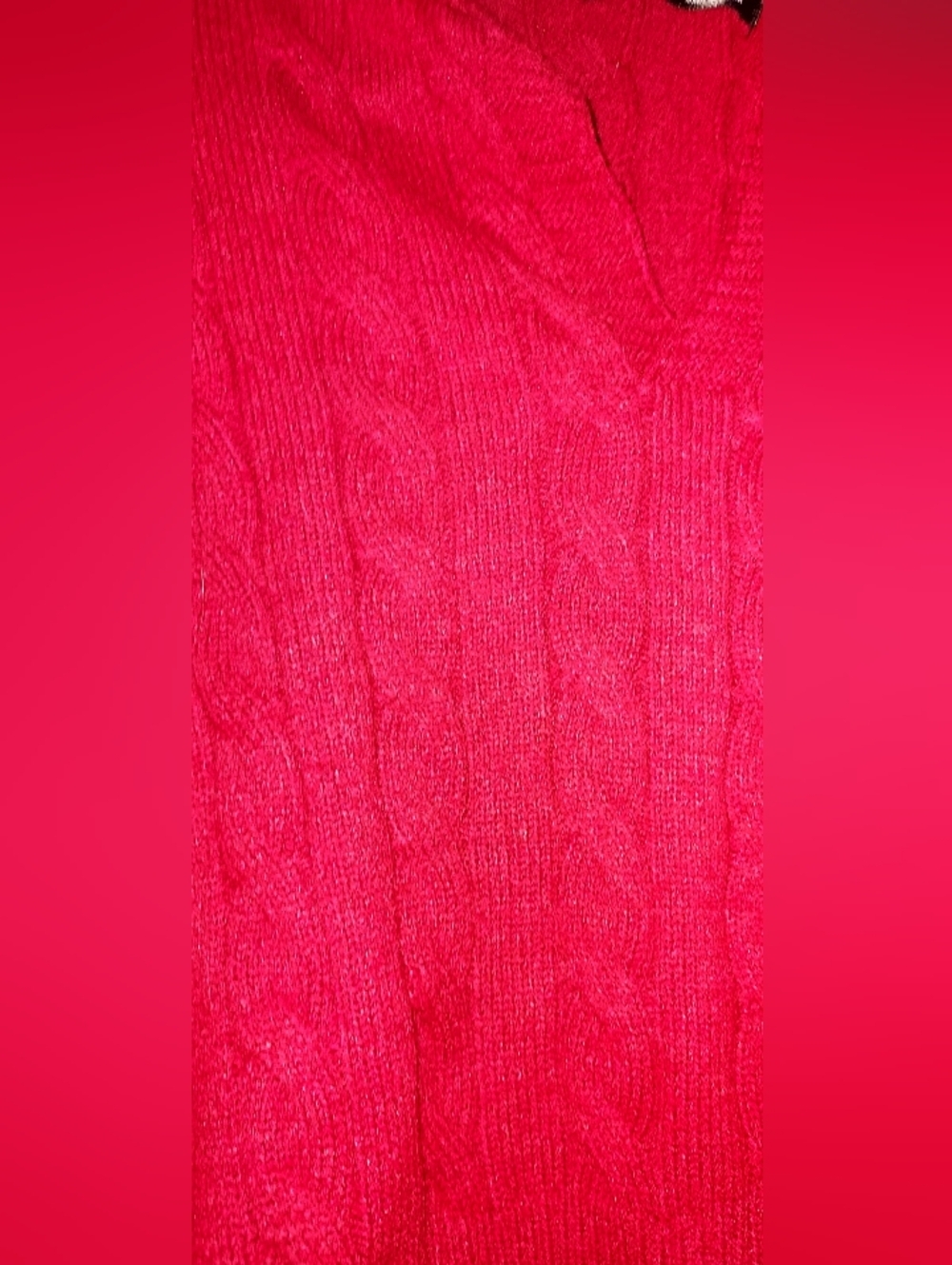 SHEIN Crimson Cable Knit V-Neck Sweater Cropped - Picture 4 of 4
